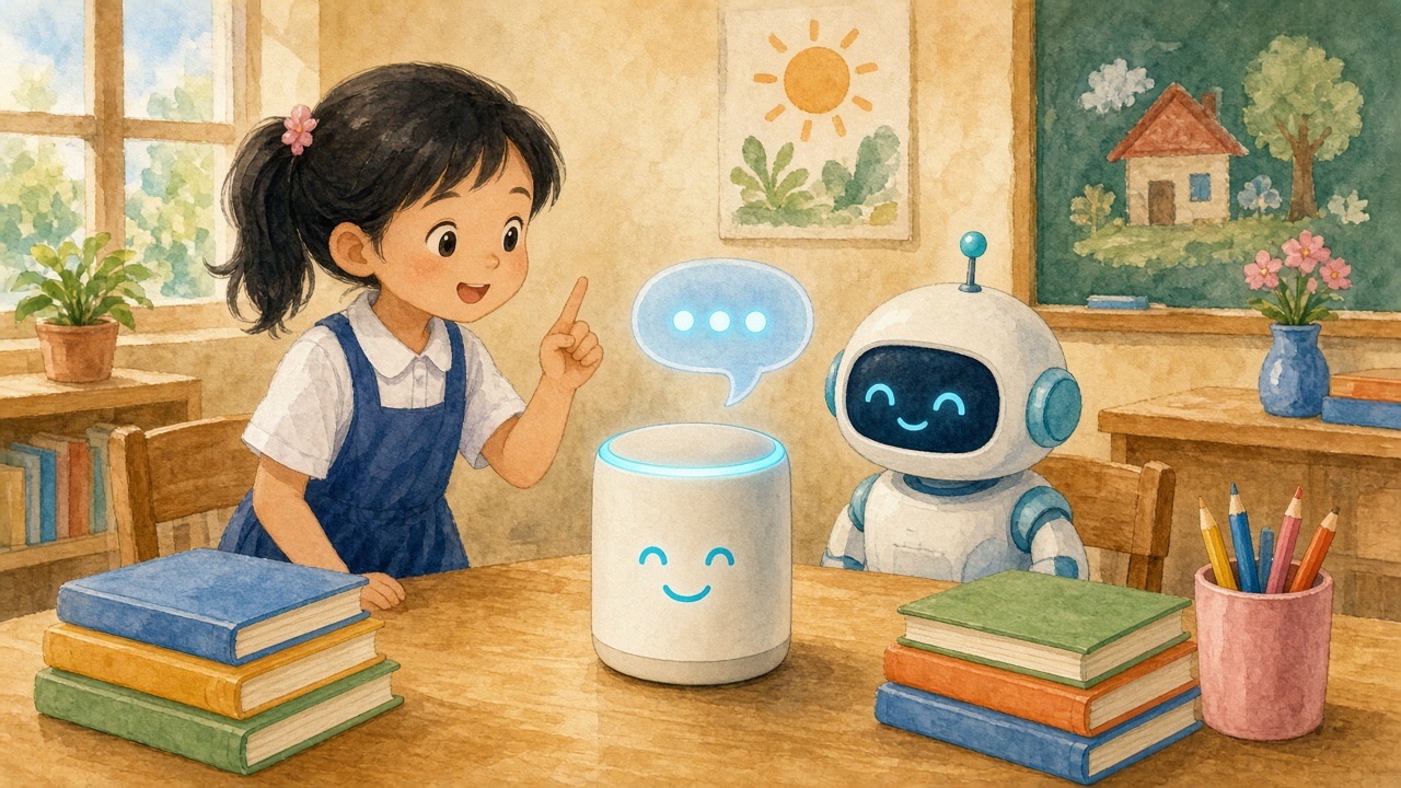 Học sinh nói lệnh đơn giản, loa và robot đáp lại.
