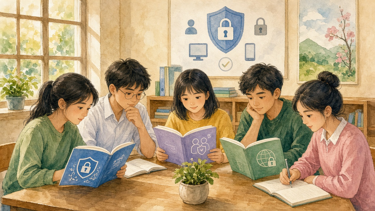 Học sinh tìm hiểu tên các luật bảo vệ người dùng trên không gian số.