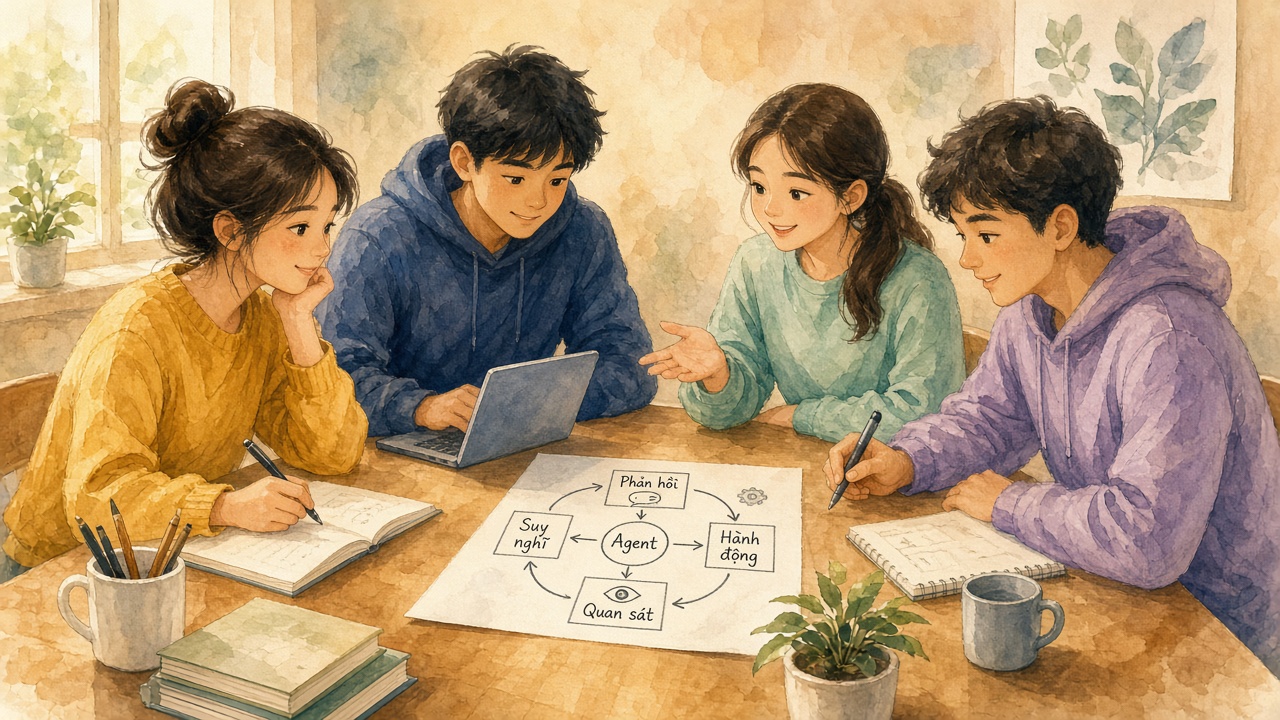 Nhóm: ý tưởng, dữ liệu, lập trình, huấn luyện, kiểm thử, trao đổi với người dùng.