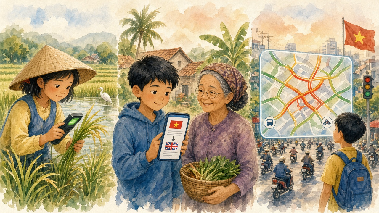 Nhận sâu bệnh lúa, dịch tiếng Việt, bản đồ giao thông.