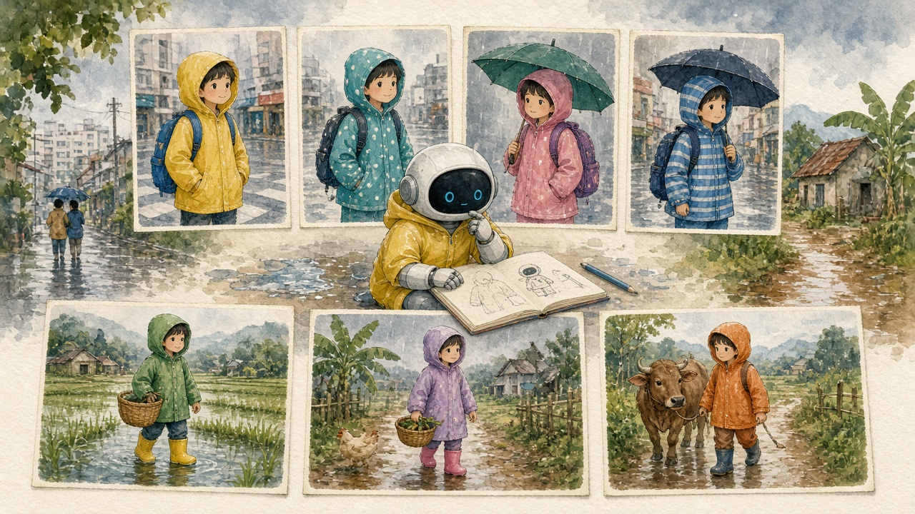 Ảnh áo mưa nhiều vùng, nhiều kiểu.