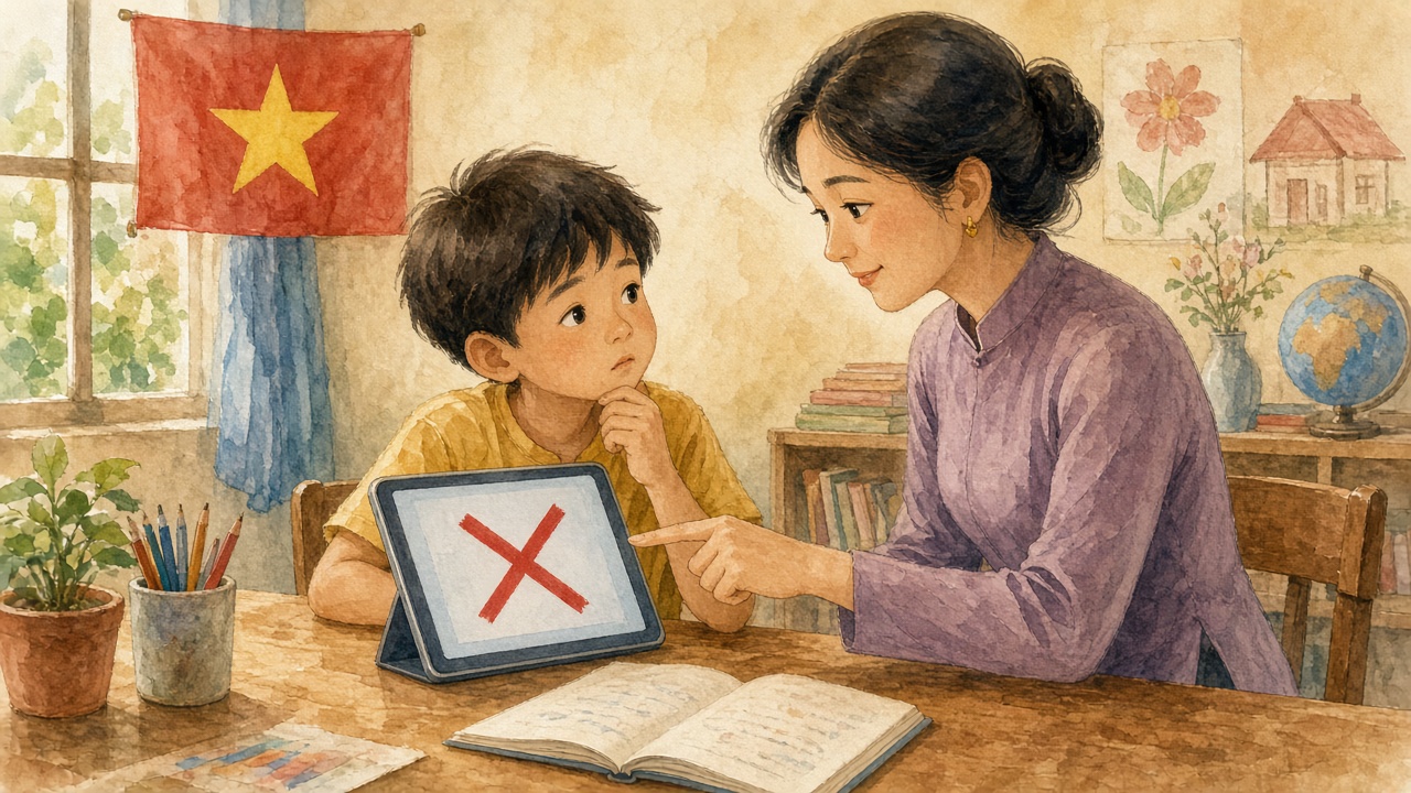 Học sinh hỏi vì sao máy từ chối; thầy cô cùng đọc lí do.