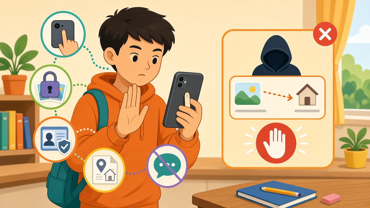 Học sinh từ chối app xin ảnh và địa chỉ, bảo vệ dữ liệu cá nhân.