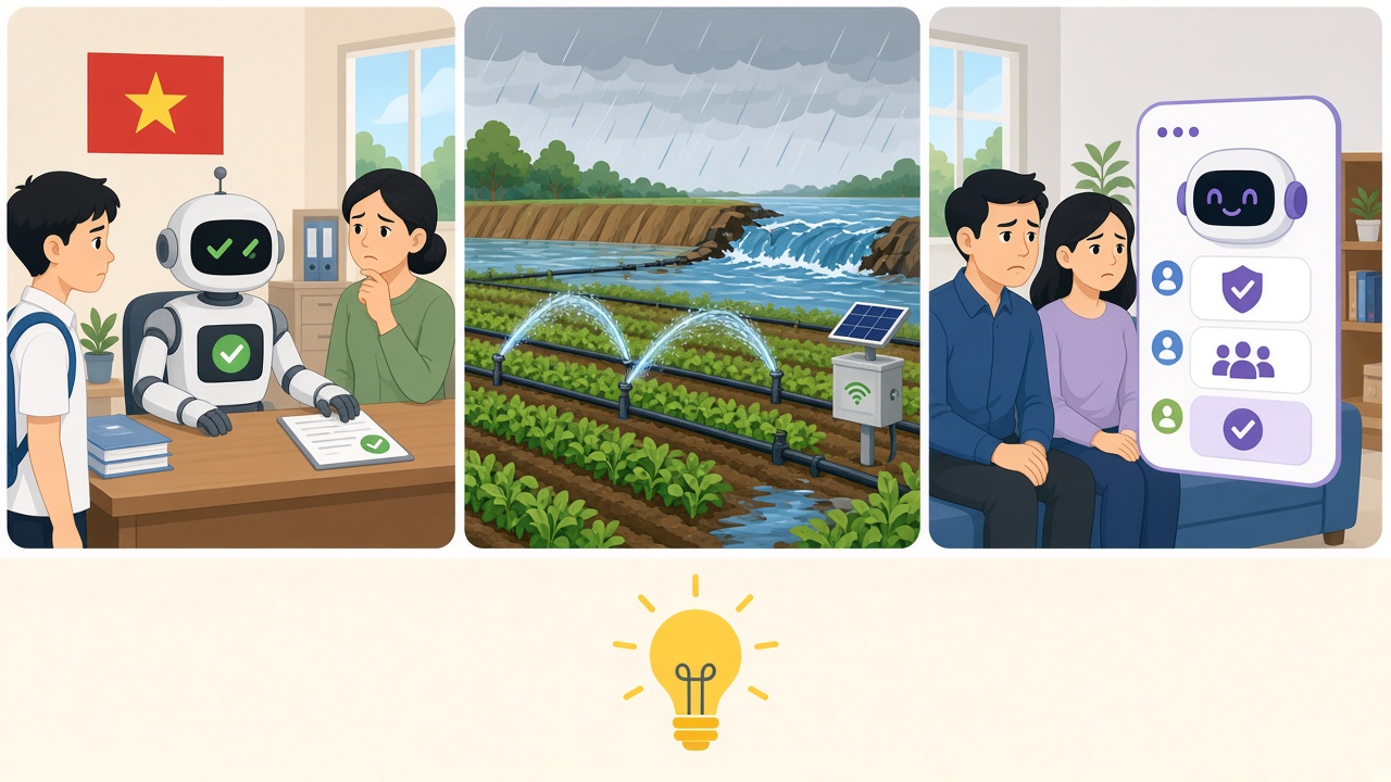Máy tự duyệt đơn nghỉ; hệ thống tưới tự động; chatbot trả lời phụ huynh về kỉ luật.