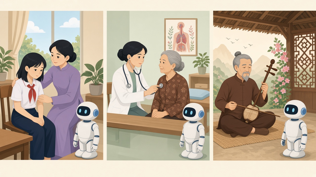 Thầy cô, bác sĩ, nghệ sĩ dân gian; robot chỉ quan sát, không thay thế.