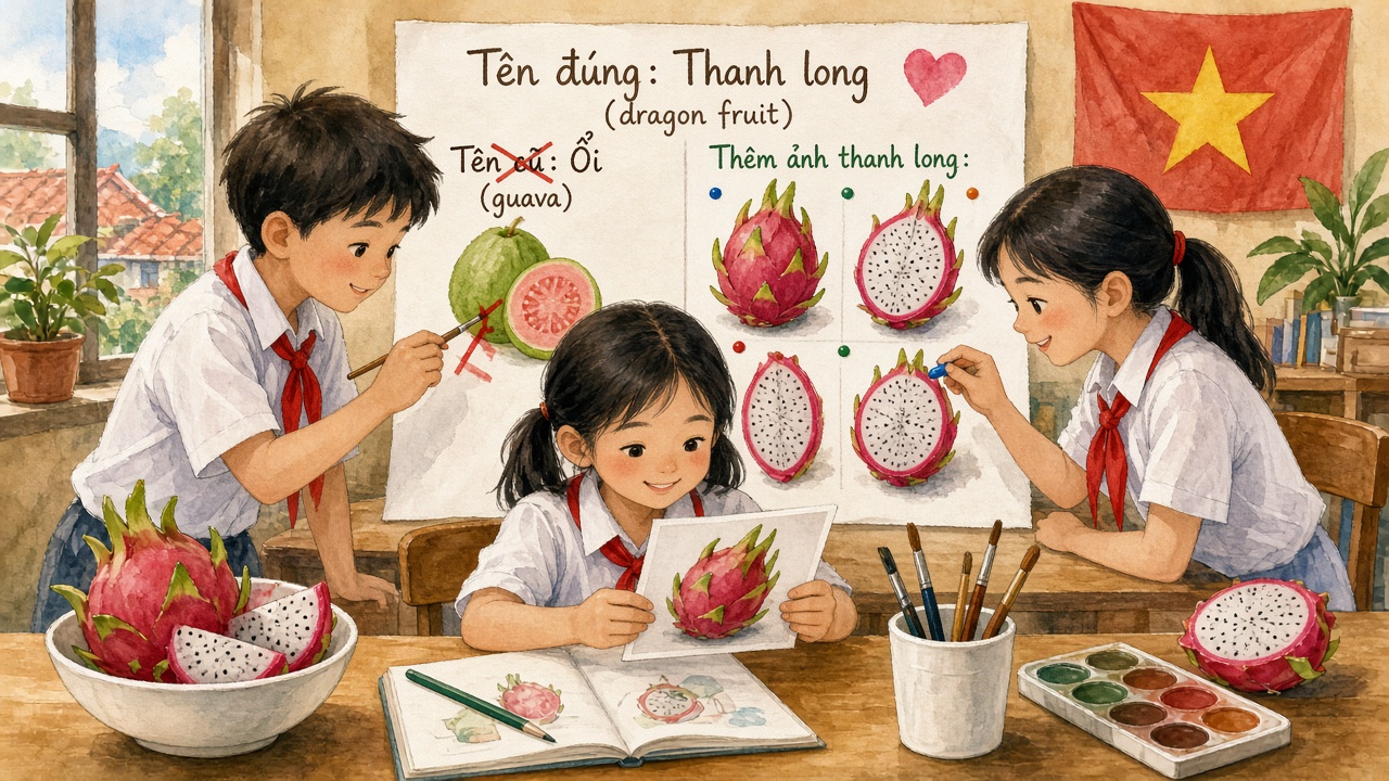 Học sinh bổ sung ảnh thanh long, sửa nhãn nhầm.